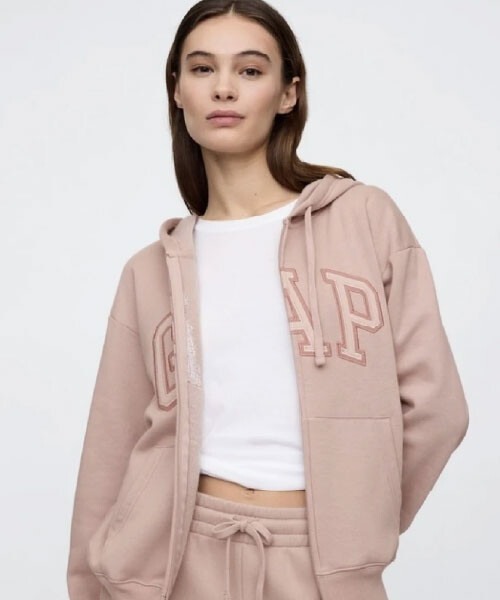 Canguro Con Cierre Logo Gap Mujer - Fawn Beige 632