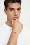PULSERA DE CUERO ROSA CON MOSQUETÓN ENTRELAZADO BAÑADO EN ORO 18K Pulsera
