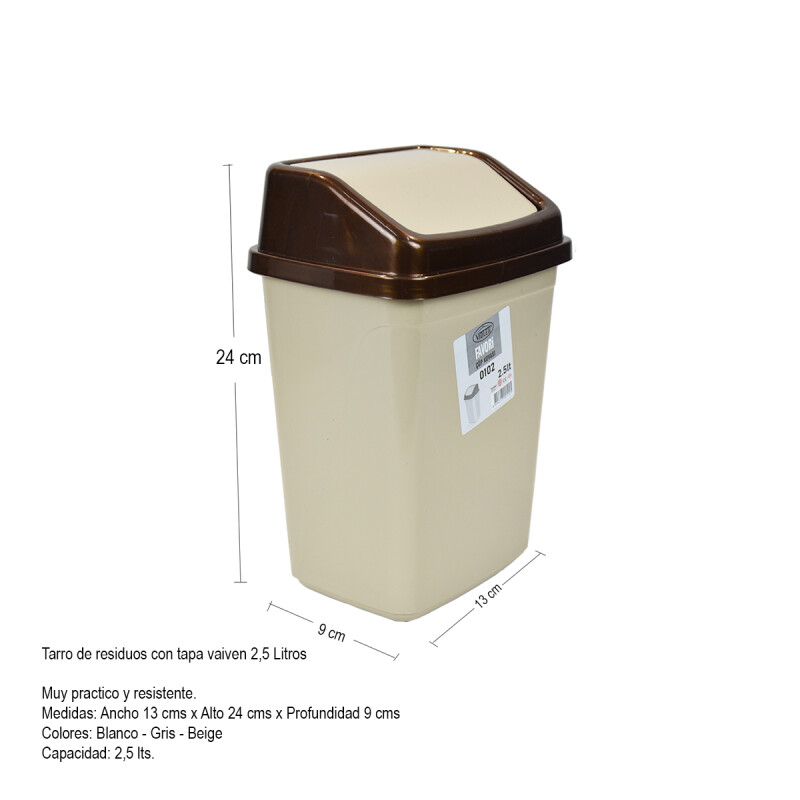 Tarro de residuos 2,5L con tapa vaivén BEIGE