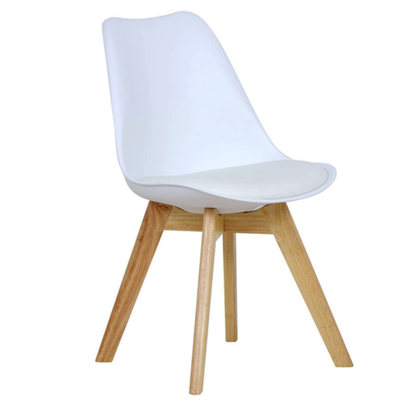 Juego mesa Eames cuadrada + 4 sillas acolchonadas BLANCO