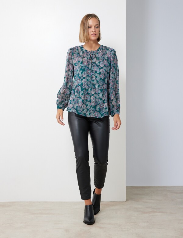 Blusa Gasa Lurex VERDE/MULTI