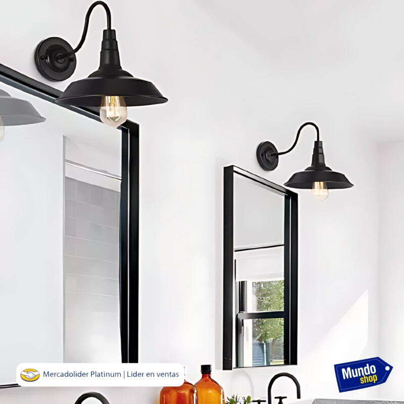 Pack X2 Aplique Galponero Estilo Industrial Vintage Spot26cm Negro