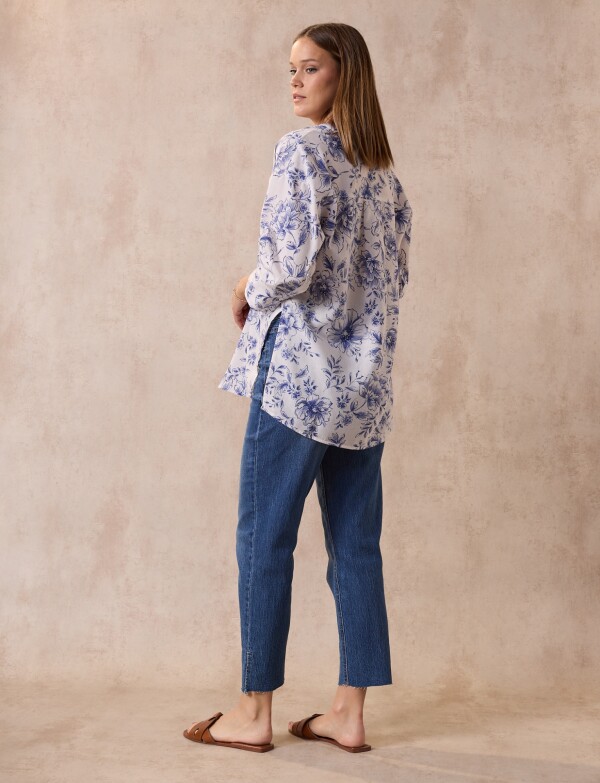 Blusa Printed BLANCO/AZUL