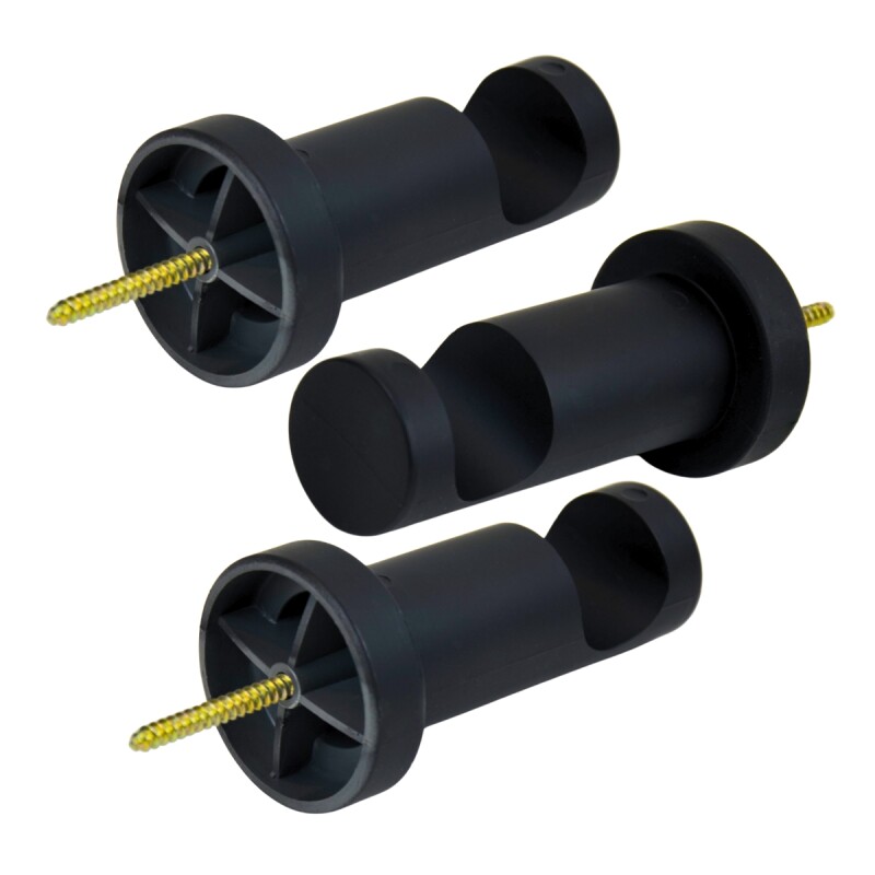 Barrote cortina de metal 2,5 m + 3 Soportes NEGRO