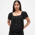 SS LACE INSERT BTN FRONT TOP TRUE BLACK