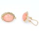 Caravanas en oro 18k amarillo, brillantes y hermoso coral Caravanas en oro 18k amarillo, brillantes y hermoso coral
