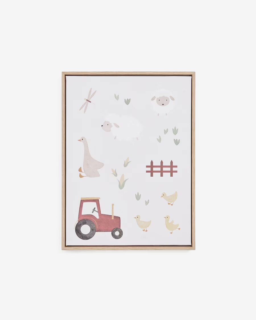 Cuadro Pecky de animales y tractor multicolor 40 x 30 cm Cuadro Pecky de animales y tractor multicolor 40 x 30 cm
