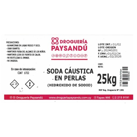 Soda Cáustica Perlas 25 kg