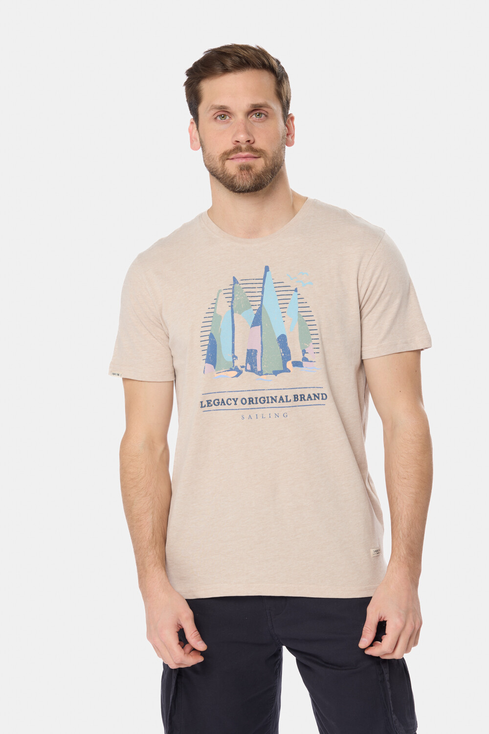 REMERA ESTAMPADA DE ALGODÓN Beige