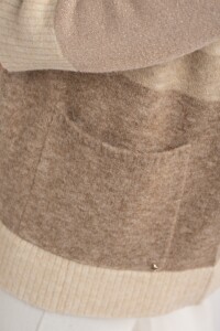 Cardigan Rayado Color Block Beige Melange