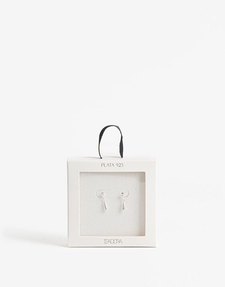 Aros Colgantes Cortos Metal Aros Cortos De Plata 925 - Plateado