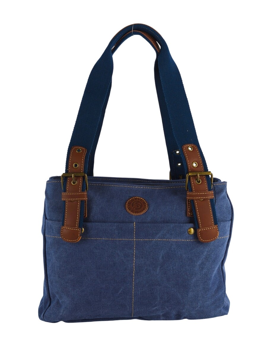 Cartera lona doble cierre - Azul 