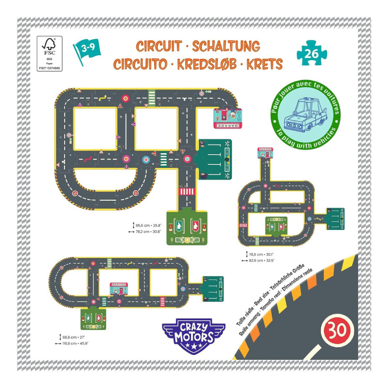 Puzzle 26 piezas Crazy Motors Giant City Circuit Djeco Puzzle 26 piezas Crazy Motors Giant City Circuit Djeco