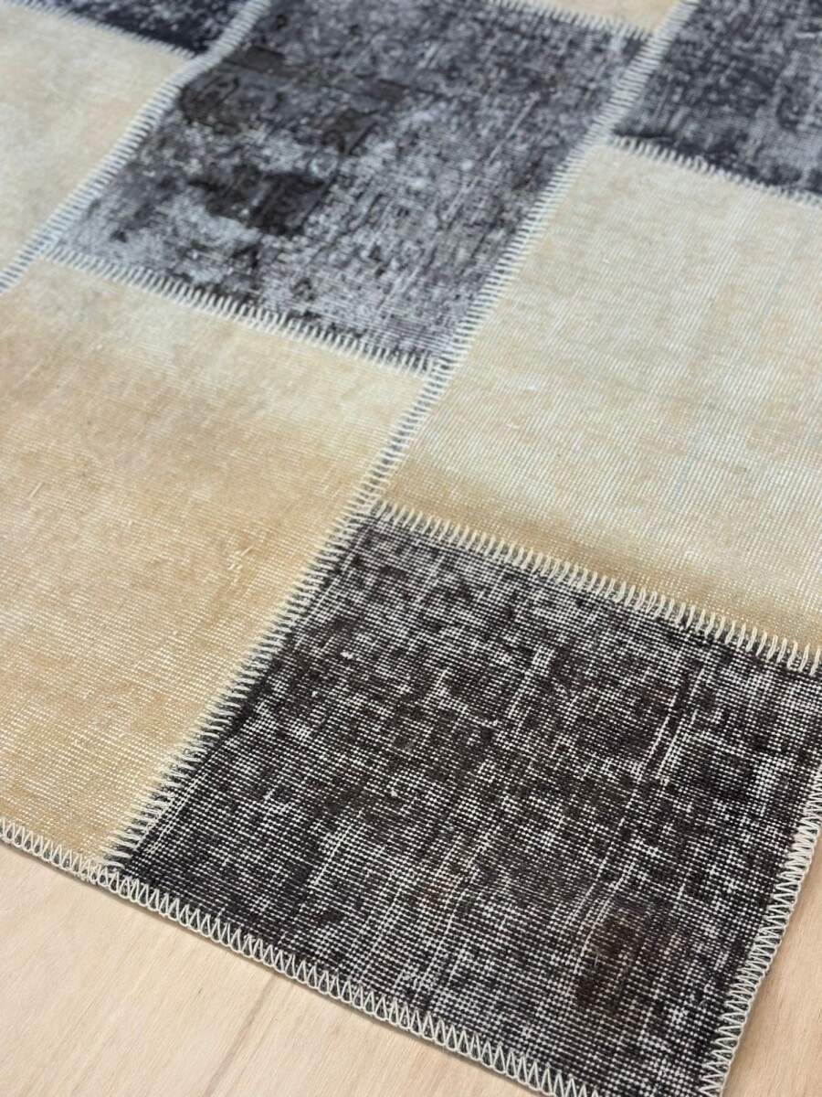 Alfombra patchwork beige y gris 2,58x1,80 