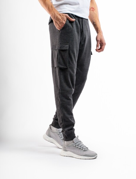 Pantalón Cargo de Felpa Gris Oscuro Melange