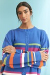 Cardigan rayado multicolor azul