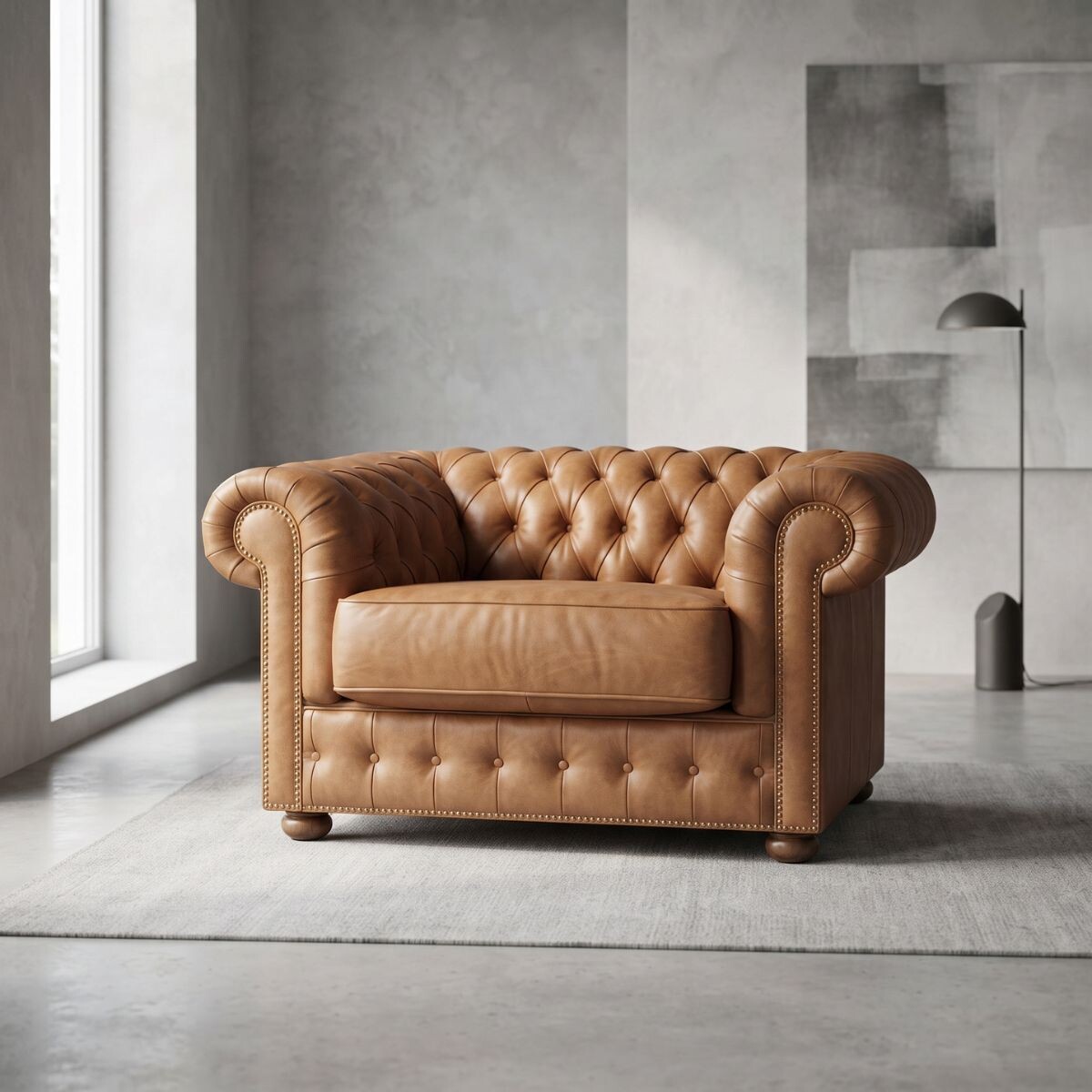 Sofá Chesterfield Novo - Cuero Básico - 1 cuerpo - Camel - (Preventa) 