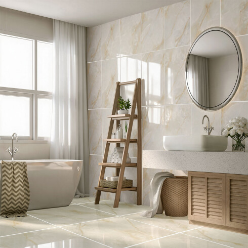 CERÁMICA REVESTIMIENTO 32X57 PULIDO BEIGE MARMOLADO GAMAS DE BEIGE