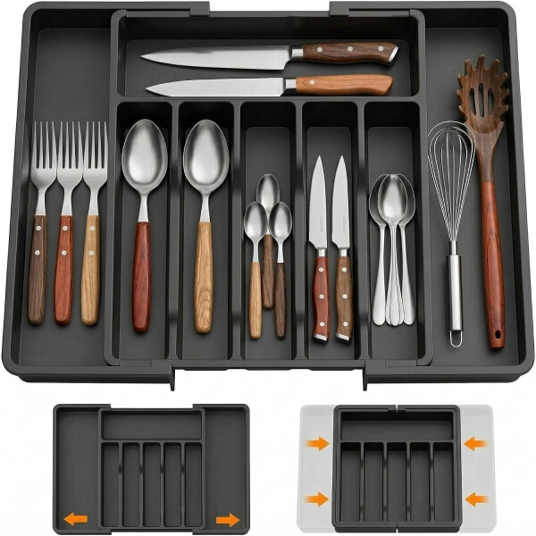 Organizador de Cubiertos Extensible Cajon Utensilios Cubertero IMBACK Negro Organizador de Cubiertos Extensible Cajon Utensilios Cubertero IMBACK Negro