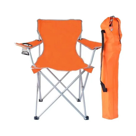 Silla Plegable Infantil 50kg Reforzada Con Portavaso Y Funda Naranja