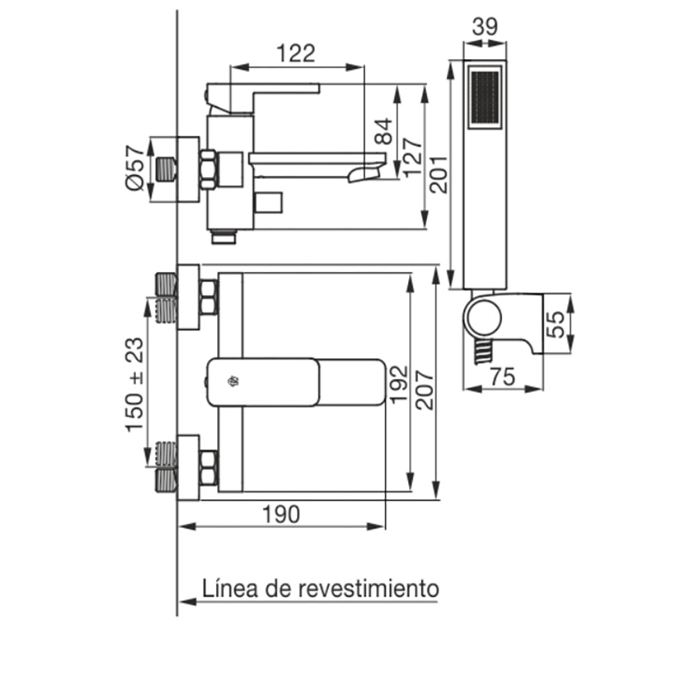 GRIFERÍA MONOCOMANDO EXTERIOR BAÑO DUCHA MODELO SABINA CON TRANSFERENCIA FV Grifería Monocomando Exterior Baño Ducha Modelo Sabina Con Transferencia Fv
