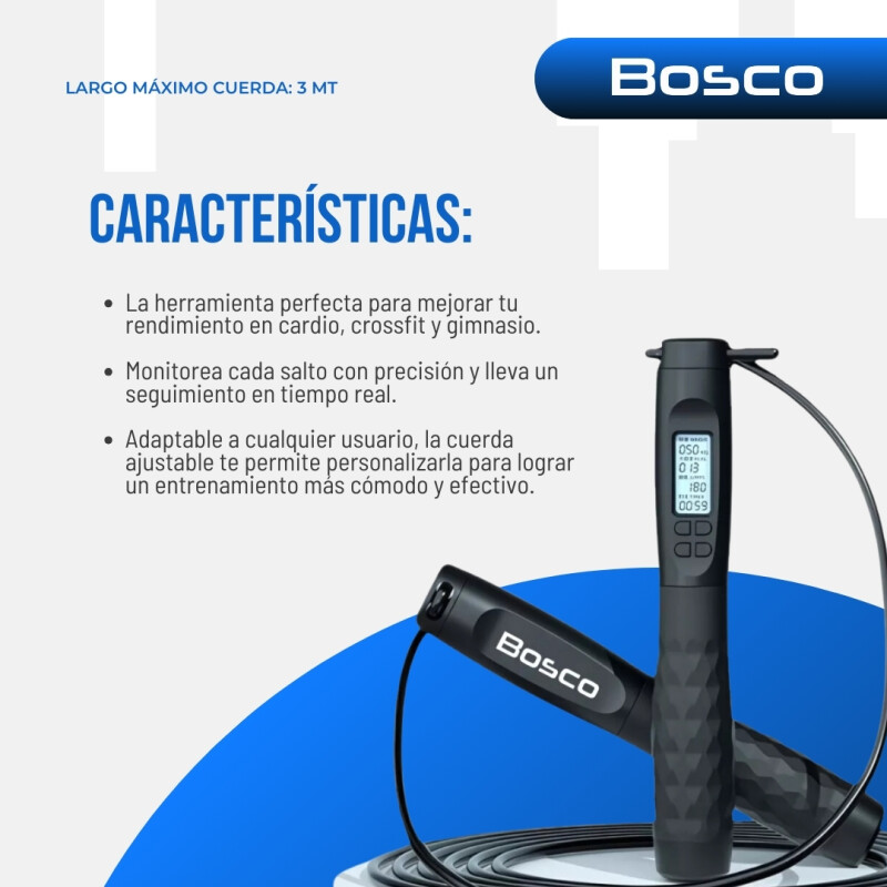 Cuerda Saltar Con Contador Digital Bosco Cardio Crossfit Gym Negro