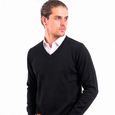 Sweater Algodon Escote V Black
