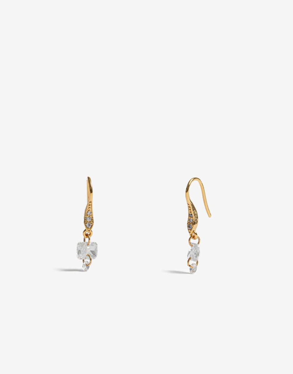 Aros Cortos Con Cubic Zirconia - Dorado 
