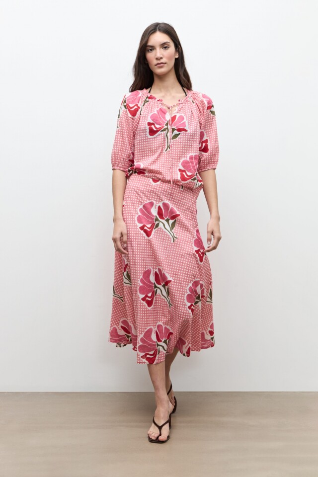 Blusa estampa Malva floral rosado