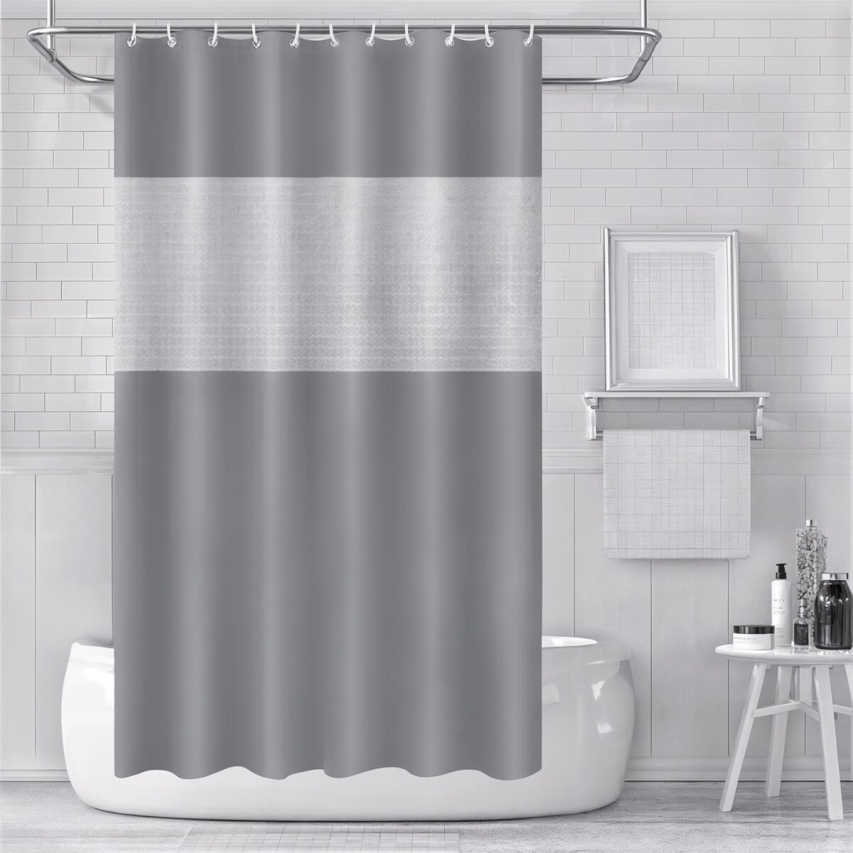 Cortina de baño 180 x 200 - GRIS 