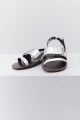 SANDALIA CUERO FLAT PLATA