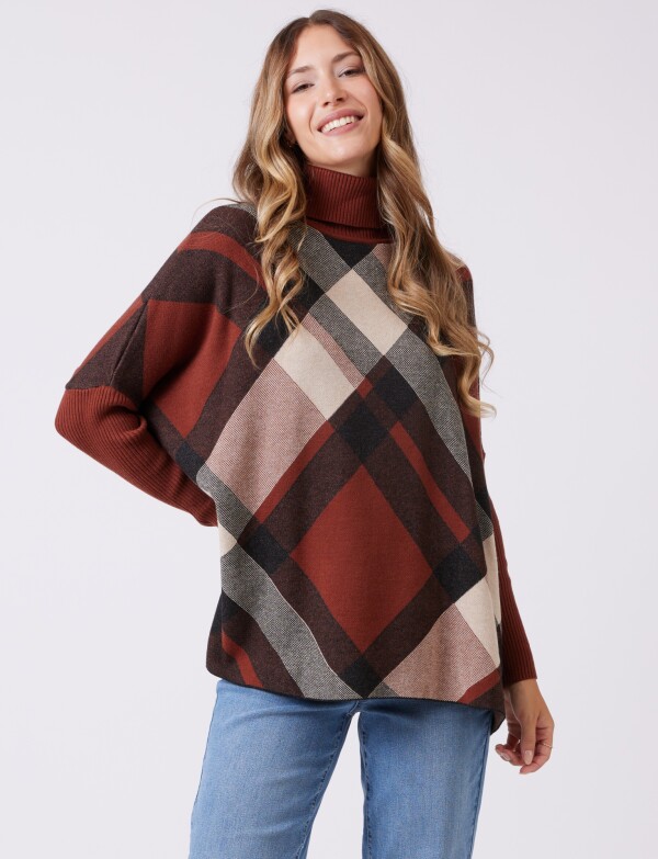Polera Poncho Printed MULTI/MARRON