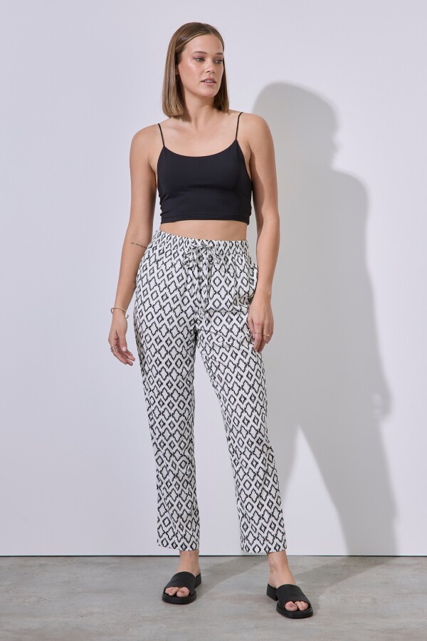 Pantalon Printed BLANCO/NEGRO