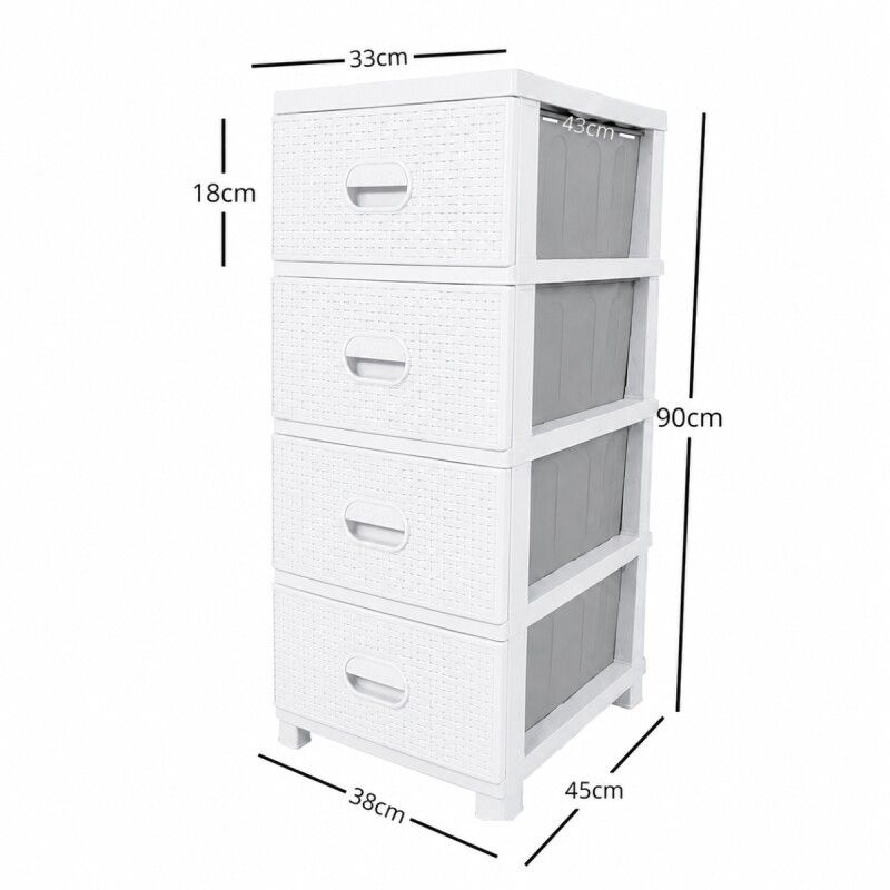Gavetero cajonera simil ratán BLANCO