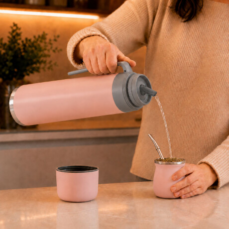 Set Matero Bologna Termo 1L + Mate Térmico Acero Inoxidable Rosa