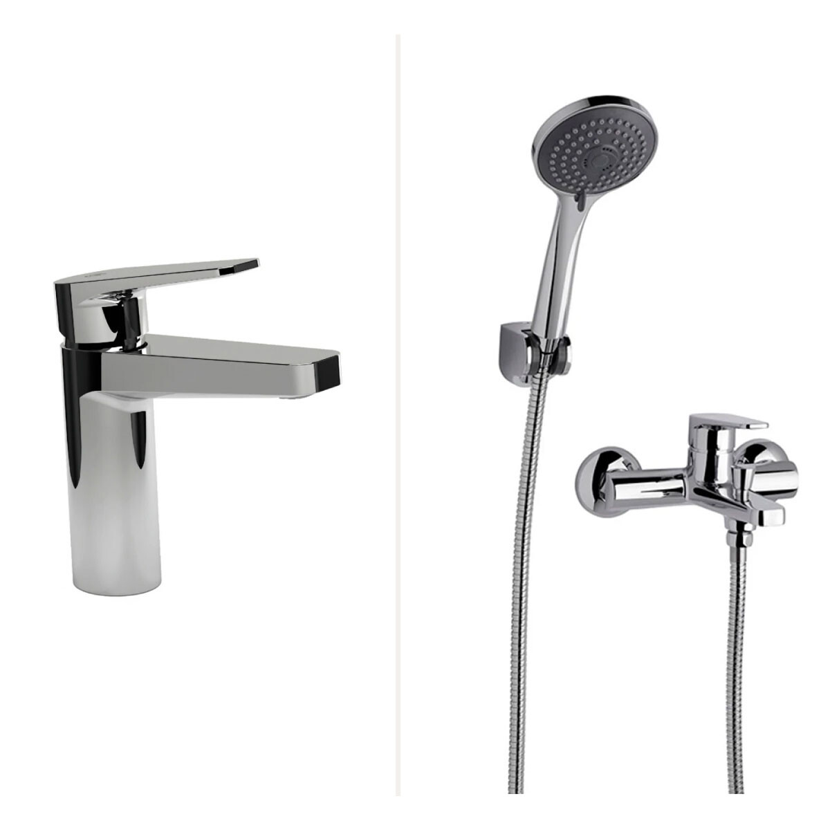 Juego De Griferia Monocomando Cromo Brillo Baño Linea Zoe 