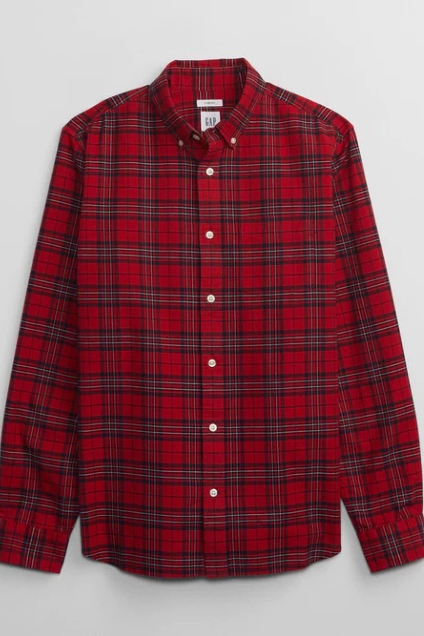 Camisa Oxford Standard Hombre Red Navy Plaid