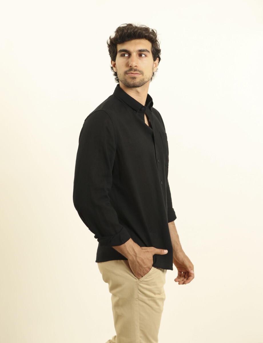 011665 CAMISA DE LINO HARRINGTON LABEL Negro