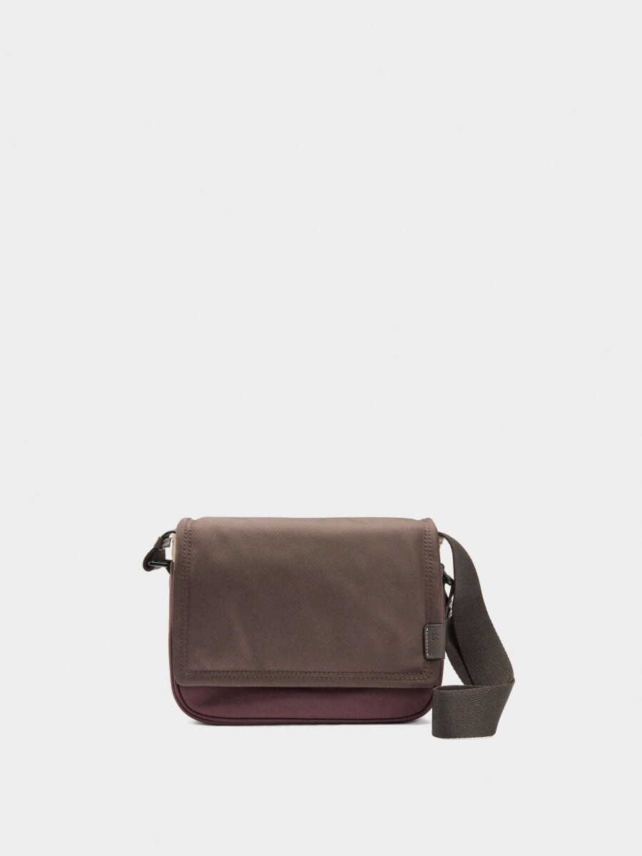 Bolso Bandolera Color Block De Nylon burdeos