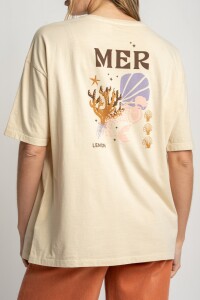 Remera Algodon Lavado Print Mer Arena