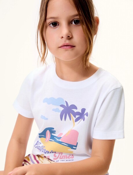 CAMISETA DE NIÑA MANGA CORTA ESTAMPADA BLUSA MM FEM