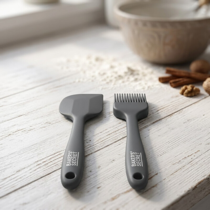 Set pincel y espátula de silicona GRIS