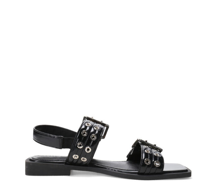 Sandalia KELMO chata con hebillas Black