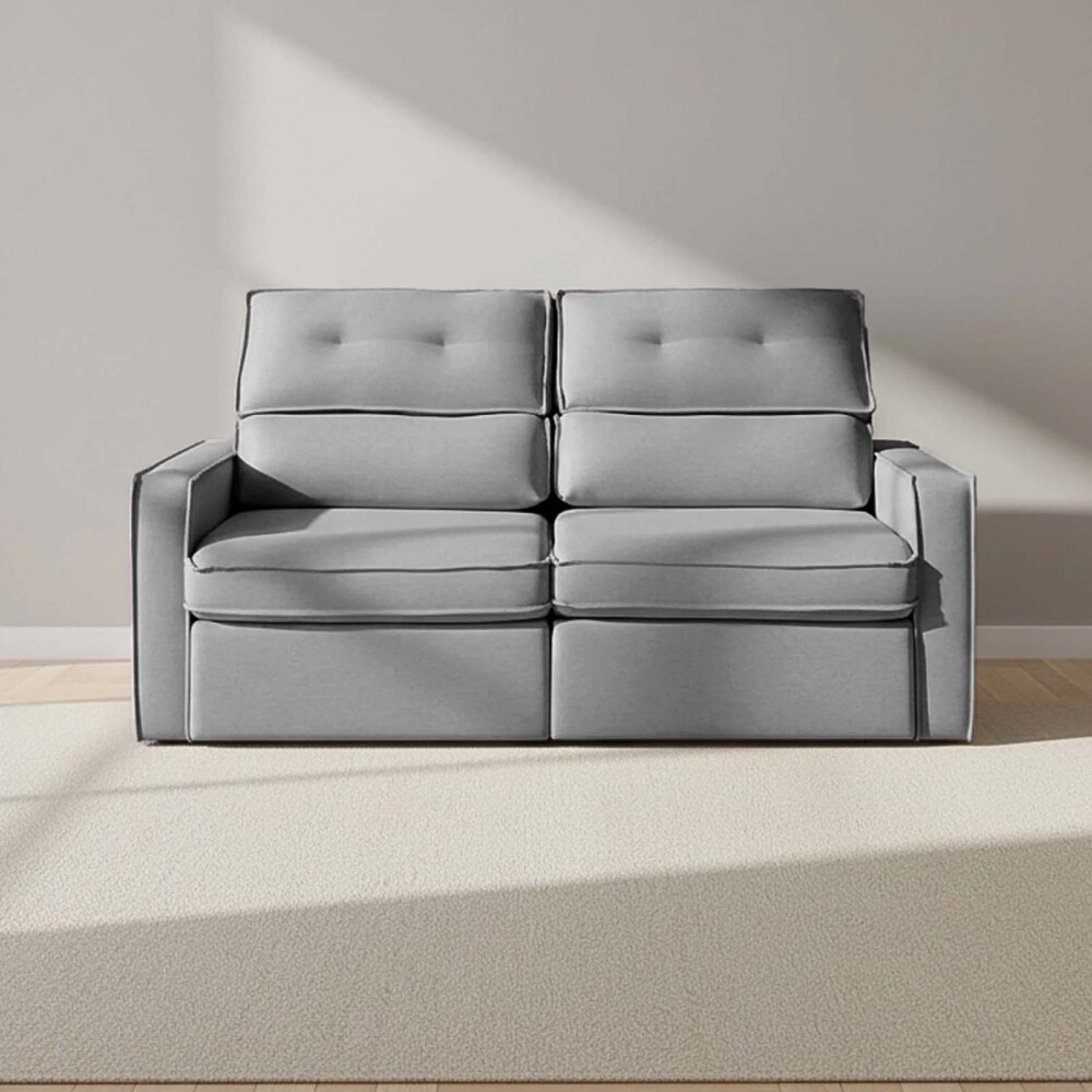 SOFA RETRACTIL 2 CUERPOS TELA GRIS AMBAR