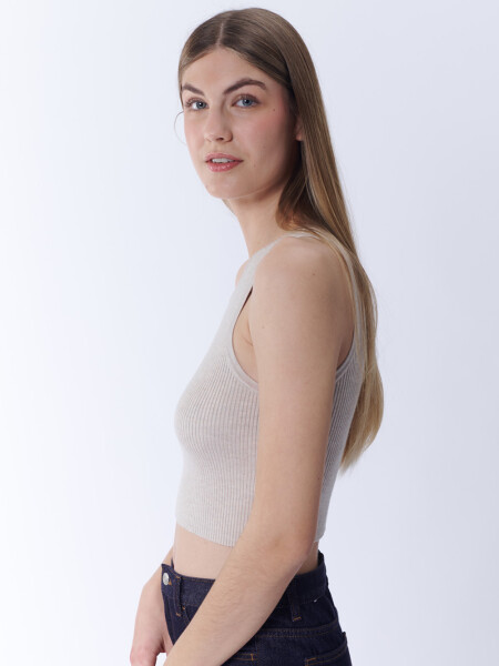 Top punto rib Beige Melange