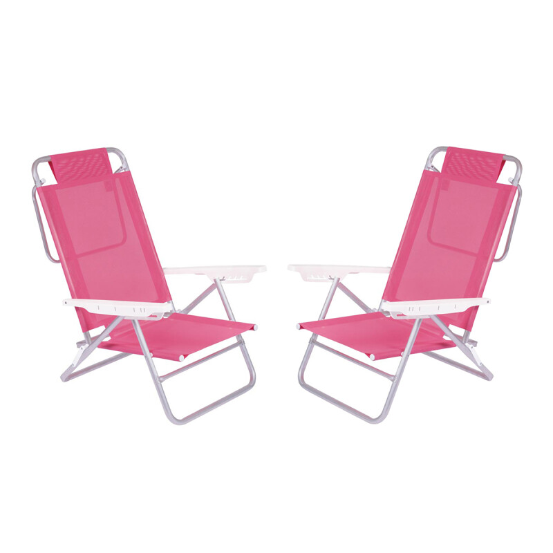 Set X 2 Sillas Summer 6 Posiciones Aluminio ROSADO