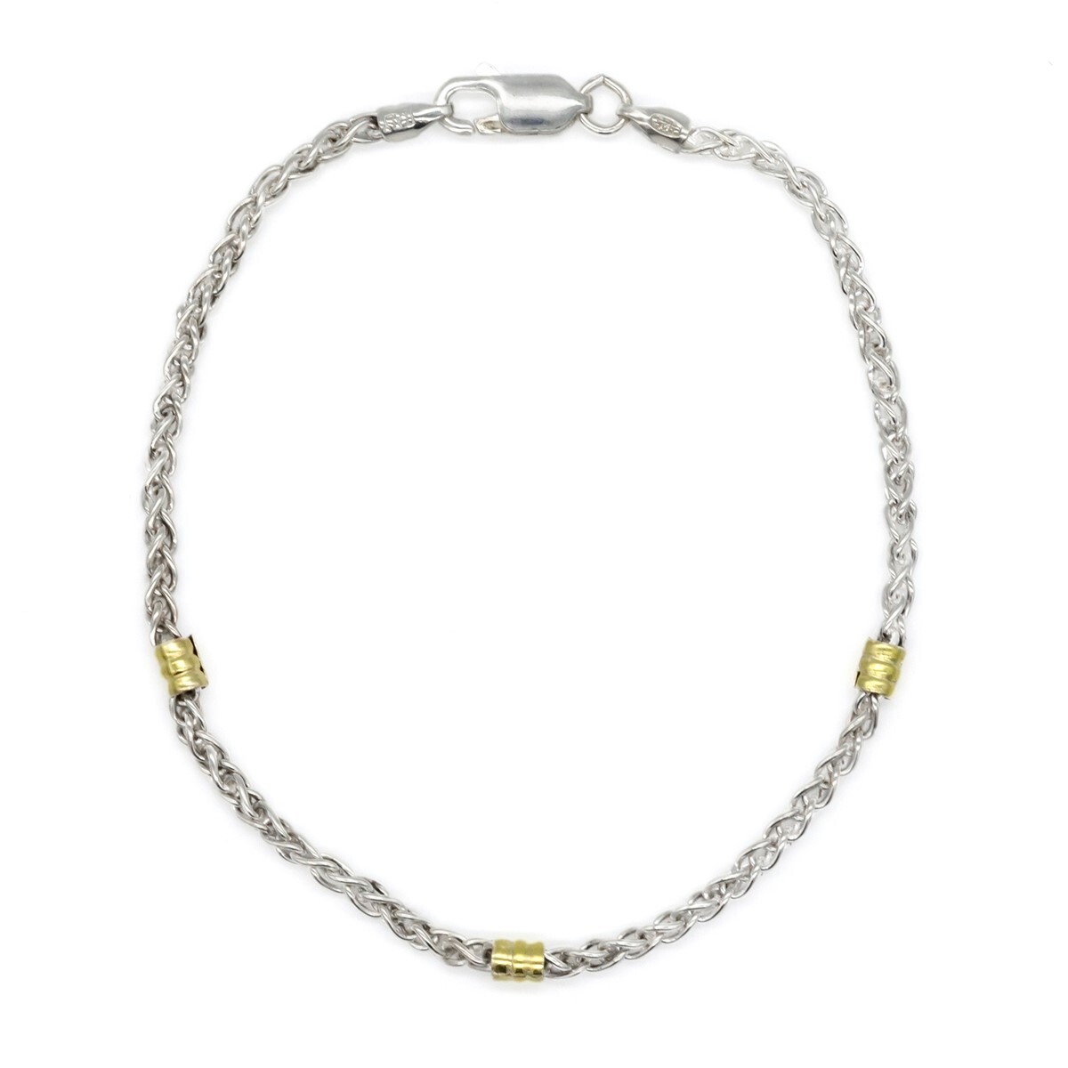 Pulsera de plata 925 y double en oro 18 ktes, ESPIGA. 