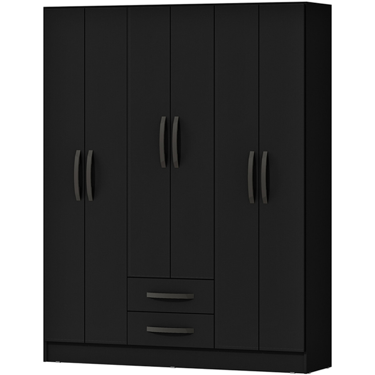 Ropero Armario 6 puertas 2 cajones con estantes y perchero interior natural 172X136X35 - Negro 