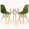 Juego de comedor Con Mesa Circular de 80cm + 2 Sillas Eames Verde