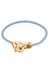 PULSERA DE CUERO AZUL CON MOSQUETÓN ENTRELAZADO BAÑADO EN ORO 18K Pulsera